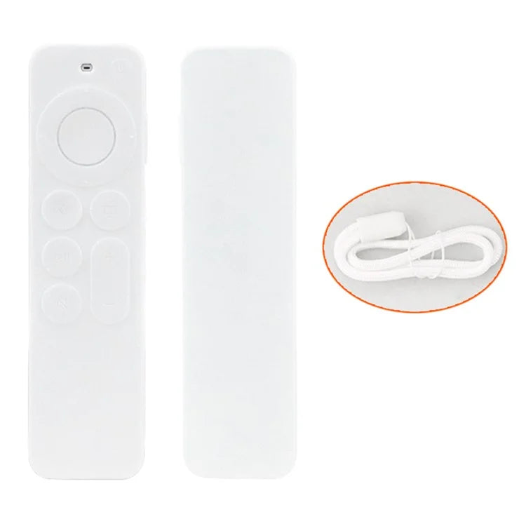 For Apple TV6 Remote Controller Drop-proof Case Silicone Protective Cover with Lanyard