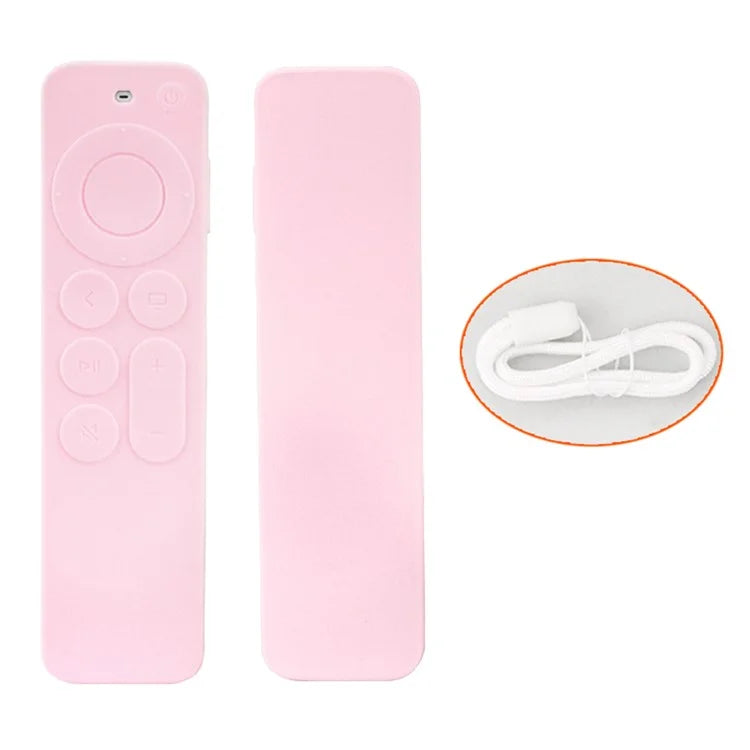 For Apple TV6 Remote Controller Drop-proof Case Silicone Protective Cover with Lanyard