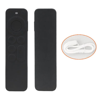 For Apple TV6 Remote Controller Drop-proof Case Silicone Protective Cover with Lanyard