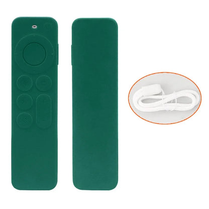For Apple TV6 Remote Controller Drop-proof Case Silicone Protective Cover with Lanyardish Green