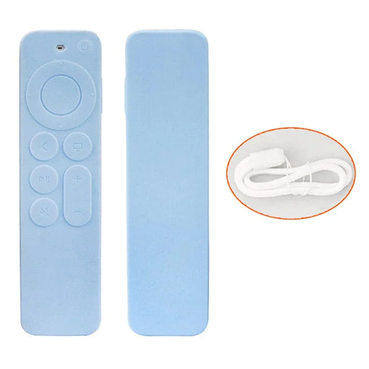 For Apple TV6 Remote Controller Drop-proof Case Silicone Protective Cover with Lanyard