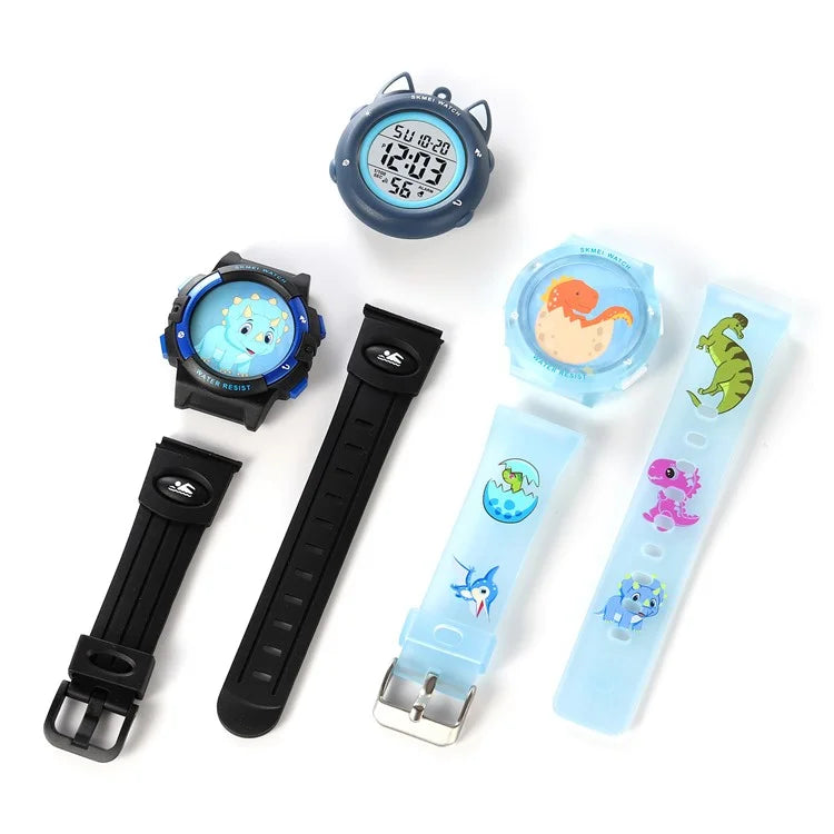 SKMEI 2236 Lovely Kids Round Wrist Watch Children Luminous DIY Digital Watch with 2 Straps