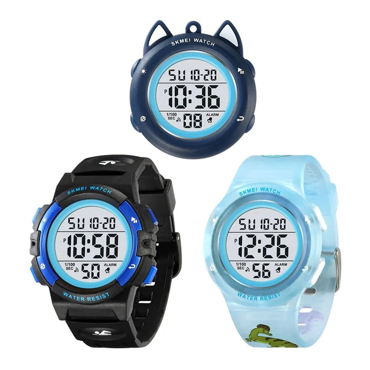 SKMEI 2236 Lovely Kids Round Wrist Watch Children Luminous DIY Digital Watch with 2 Straps