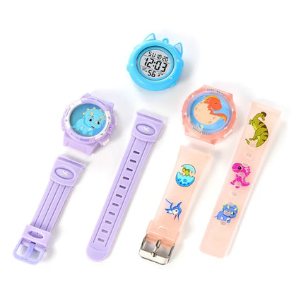 SKMEI 2236 Lovely Kids Round Wrist Watch Children Luminous DIY Digital Watch with 2 Straps