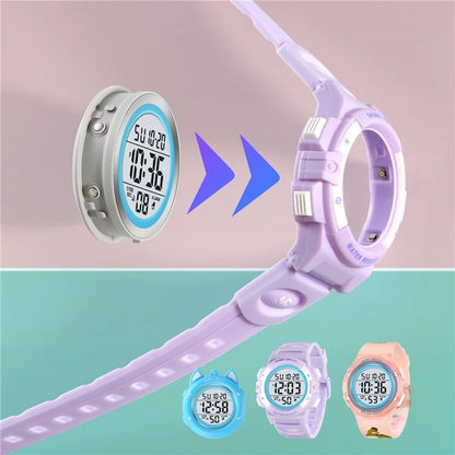 SKMEI 2236 Lovely Kids Round Wrist Watch Children Luminous DIY Digital Watch with 2 Straps