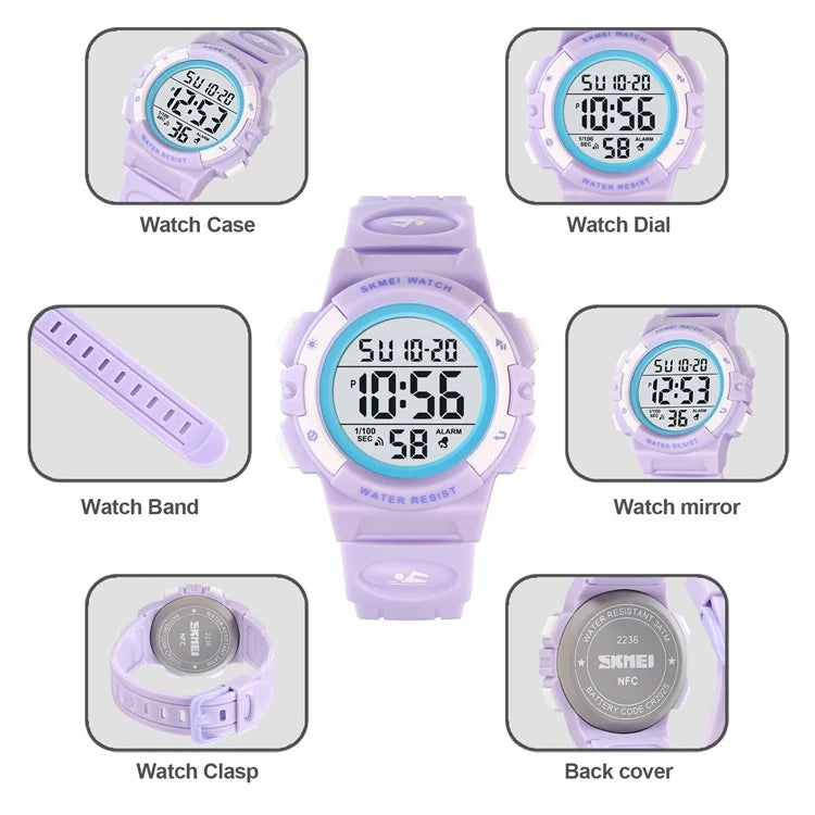 SKMEI 2236 Lovely Kids Round Wrist Watch Children Luminous DIY Digital Watch with 2 Straps