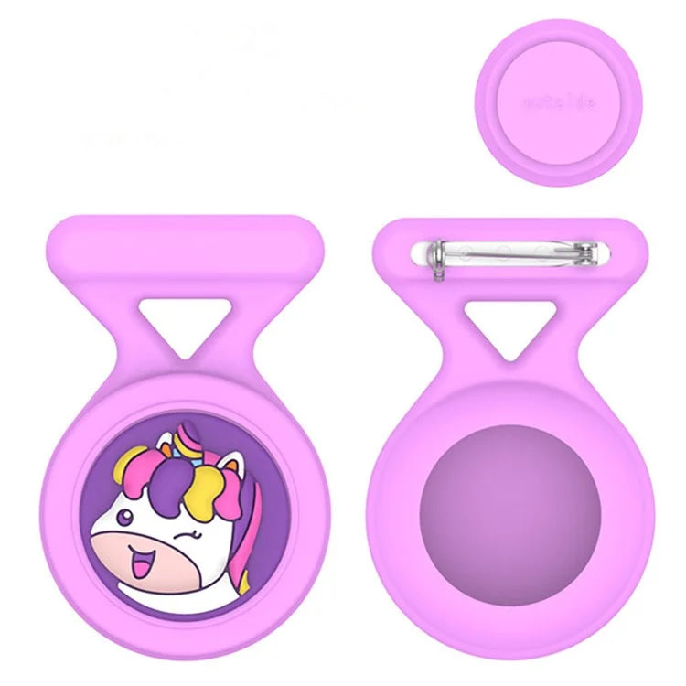 For Apple AirTag Silicone Case Cartoon Brooch Design Washable Bluetooth Tracker Cover