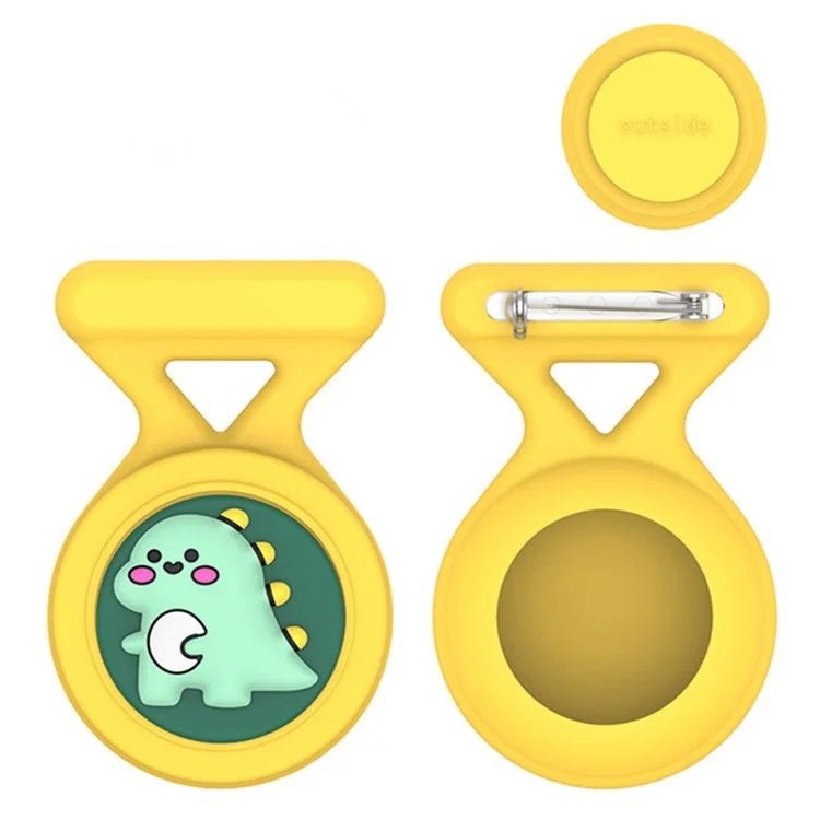 For Apple AirTag Silicone Case Cartoon Brooch Design Washable Bluetooth Tracker Cover