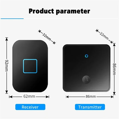 CACAZI FA88 Type 86 Big Panel Button Wireless Doorbell Adjustable Volume Home Door Bell Kit with 1 Transmitter+2 Receivers