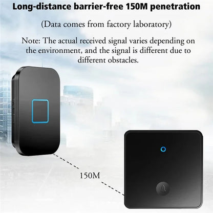 CACAZI FA88 Type 86 Big Panel Button Wireless Doorbell Adjustable Volume Home Door Bell Kit with 1 Transmitter+2 Receivers