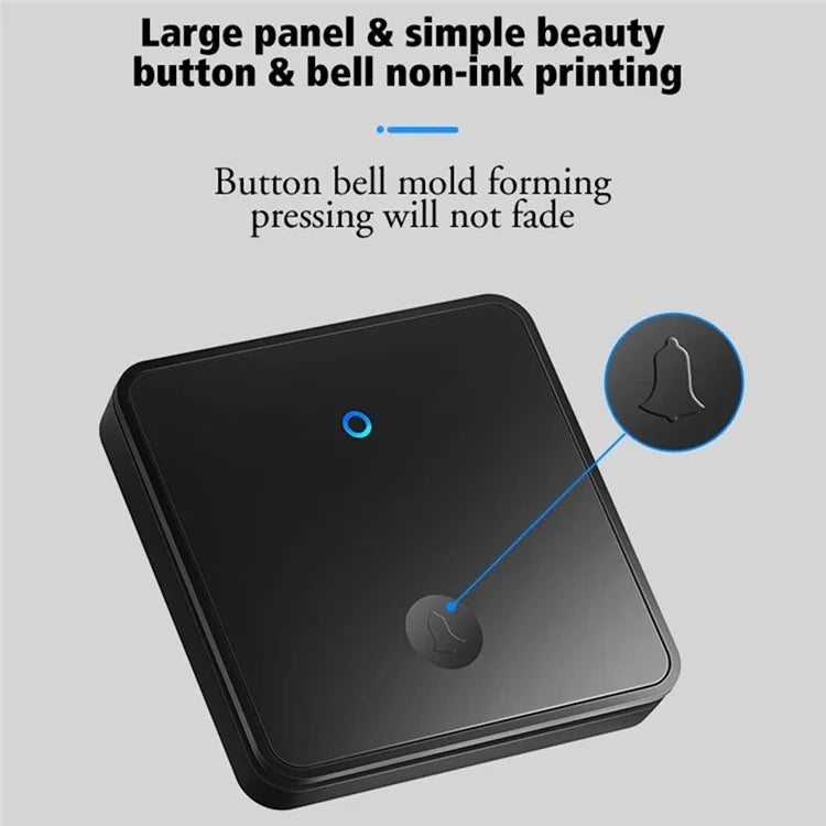 CACAZI FA88 Type 86 Big Panel Button Wireless Doorbell Adjustable Volume Home Door Bell Kit with 1 Transmitter+2 Receivers