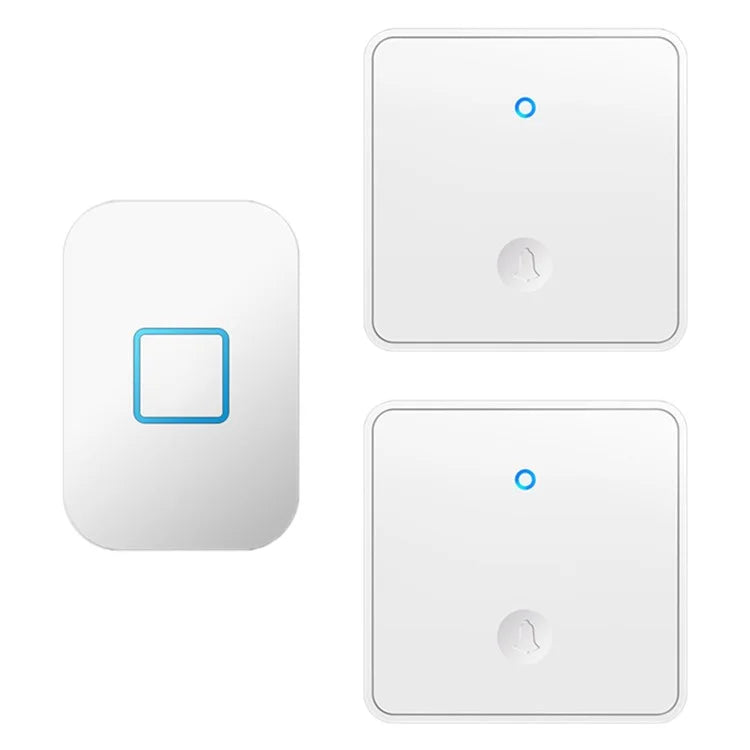 CACAZI FA88 Type 86 Big Panel Button Wireless Doorbell Adjustable Volume Door Bell Kit with 2 Transmitters+1 Receiver
