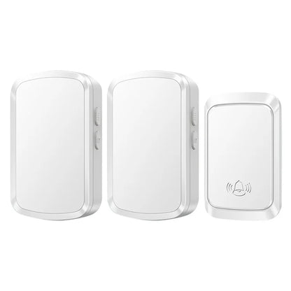 CACAZI FA29PRO Wireless Doorbell 5 Volume Levels Chime Door Bell Kit with 1 Transmitter+2 Receivers