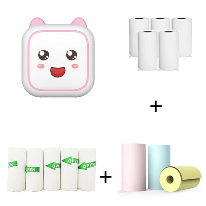 M6 Mini Sticker Printer Bluetooth Thermal Printer with 5 Rolls Paper + 5 Rolls Sticker + 3 Rolls Color Paper