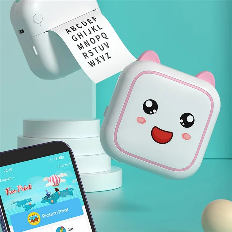 M6 Mini Sticker Printer Bluetooth Thermal Printer with 5 Rolls Paper + 5 Rolls Sticker + 3 Rolls Color Paper