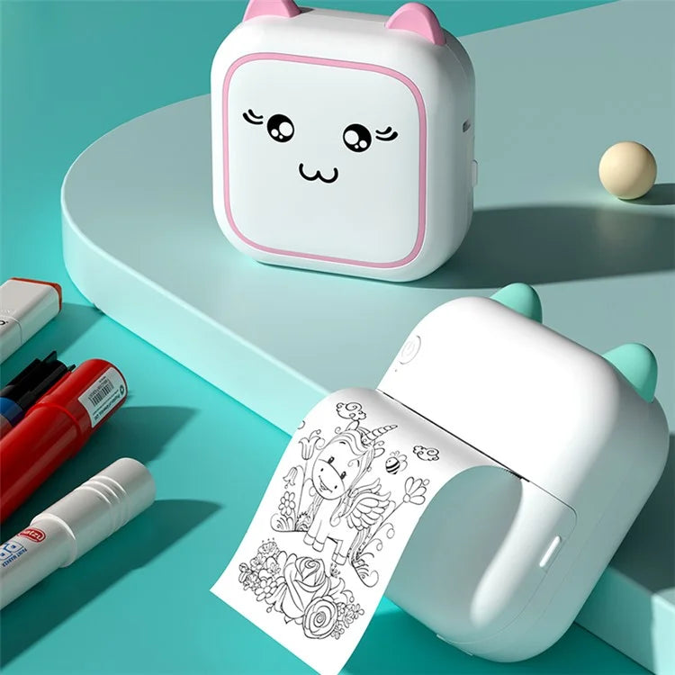 M5 Portable Bluetooth Receipt Thermal Printer with 1 Roll Printing Paper for Photo Journal Notes Memo