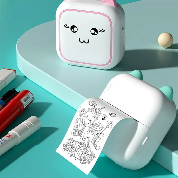 M5 Pocket-Size Sticker Printer Bluetooth Thermal Printer with 5 Rolls Paper + 5 Rolls Sticker + 3 Rolls Color Paper