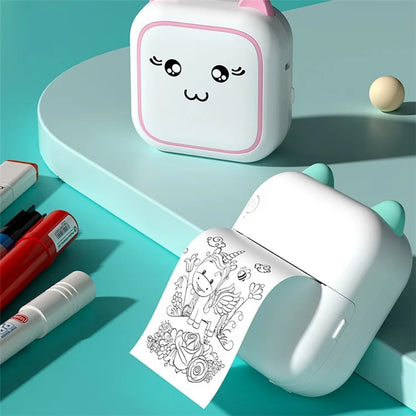 M5 Pocket-Size Sticker Printer Bluetooth Thermal Printer with 5 Rolls Paper + 5 Rolls Sticker + 3 Rolls Color Paper