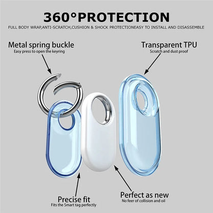 For Samsung Galaxy SmartTag2 Case Bluetooth Tracker IP68 Waterproof Clear TPU Cover with Buckle
