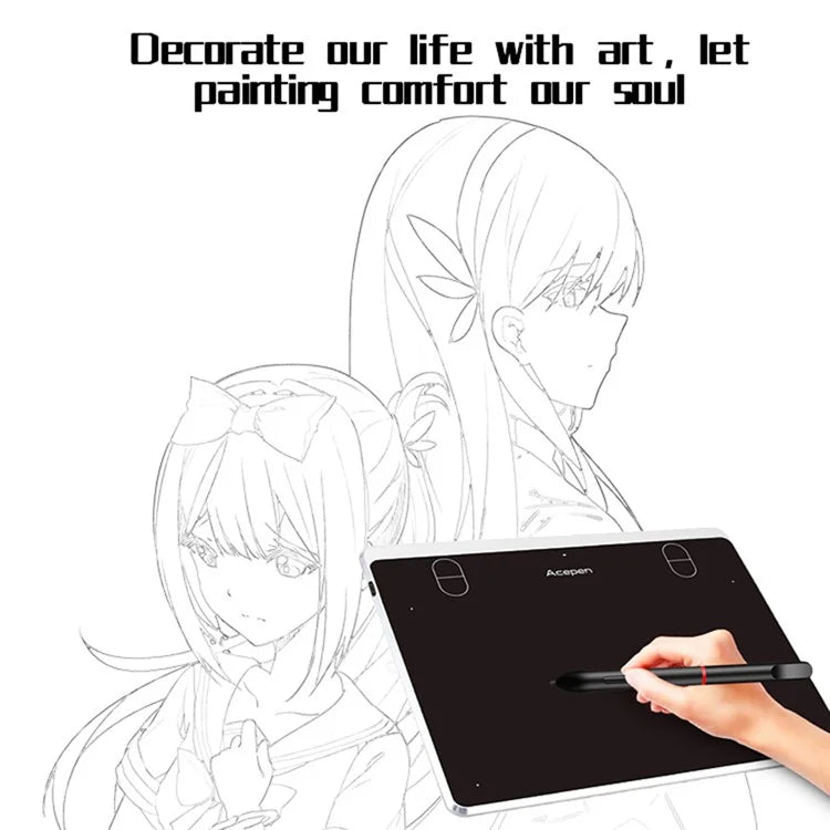 ACEPEN AP604 Digital Graphic Drawing Tablet Ultra Thin Aluminum Case Board with 8192 Levels Pressure Battery-free Passive Stylus