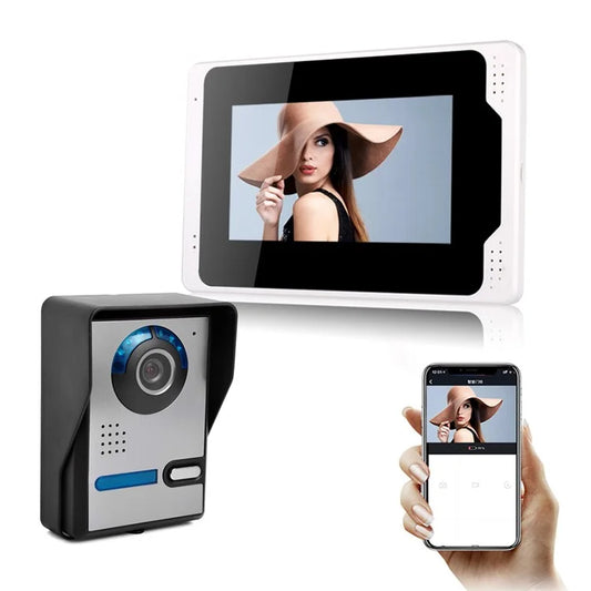 701FA11 Tuya App 7-inch WiFi Indoor Monitor + Waterproof Door Bell HD Camera, EU Plug