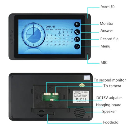 620FG11 7-inch Touch Screen Monitor + Night Vision Door Bell HD Camera, EU Plug