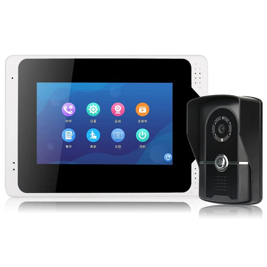 701FG11 Tuya App WiFi 7-inch Indoor Monitor + 1080P Motion Detection Door Bell Camera, EU Plug