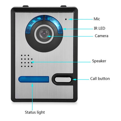 801FA11 7-inch Wired Video Doorbell Home Intercom Kit, EU Plug