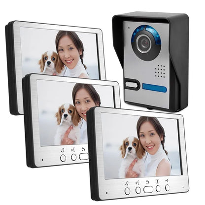 815FA13 3 Monitor+1 Camera EU Plug 7" Video Door Phone Intercom Doorbell