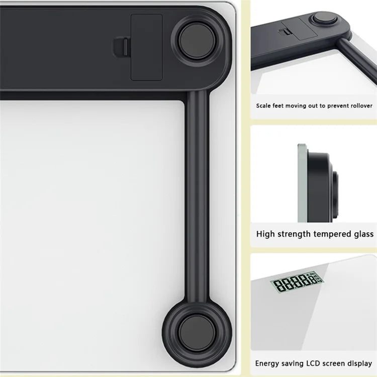 CW301 26x26CM Digital Bathroom Scale Accurate Body Scale with 2000mAh Battery