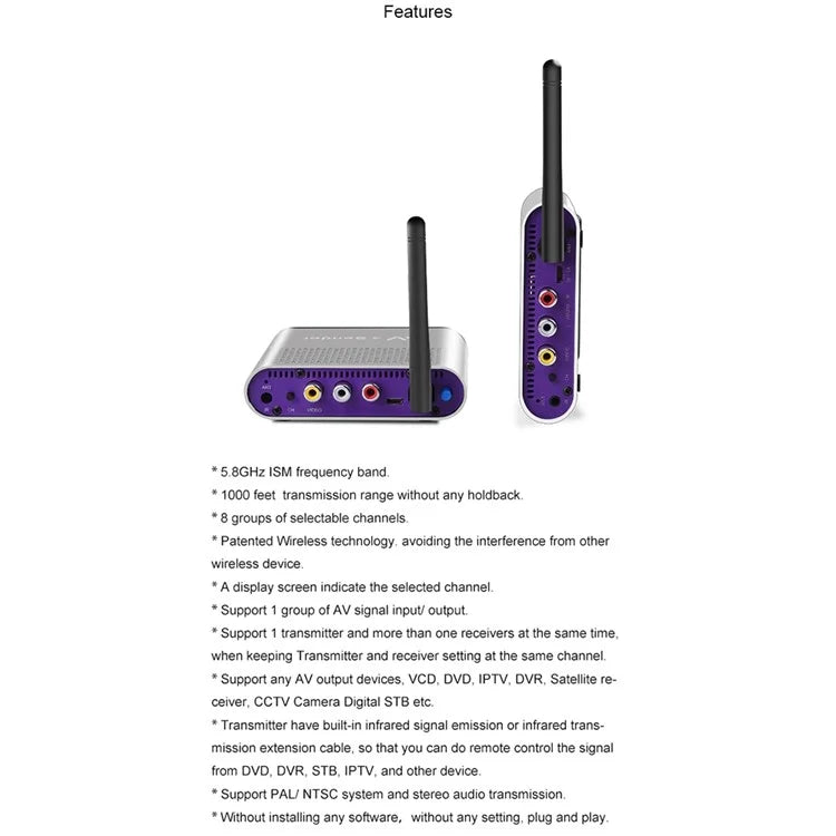 MEASY AV530 Go Through Wall 300m 5.8G Wireless AV Transmitter Receiver
