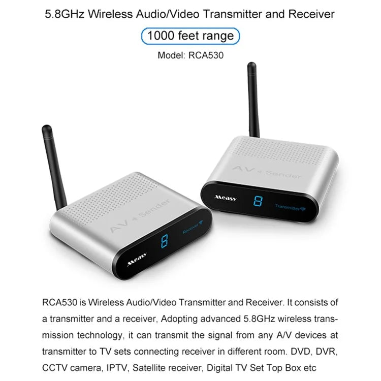 MEASY AV530 Go Through Wall 300m 5.8G Wireless AV Transmitter Receiver