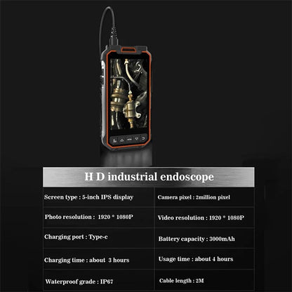 MS20 2m Hard Wire Waterproof LED Borescope Dual Lens Endoscope Camera