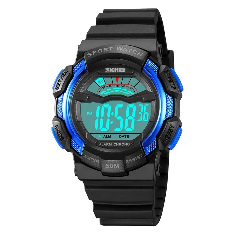 SKMEI 2153 50m Waterproof Wrist Watch TPU Strap EL Backlight Electronic Watch