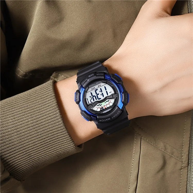 SKMEI 2153 50m Waterproof Wrist Watch TPU Strap EL Backlight Electronic Watch