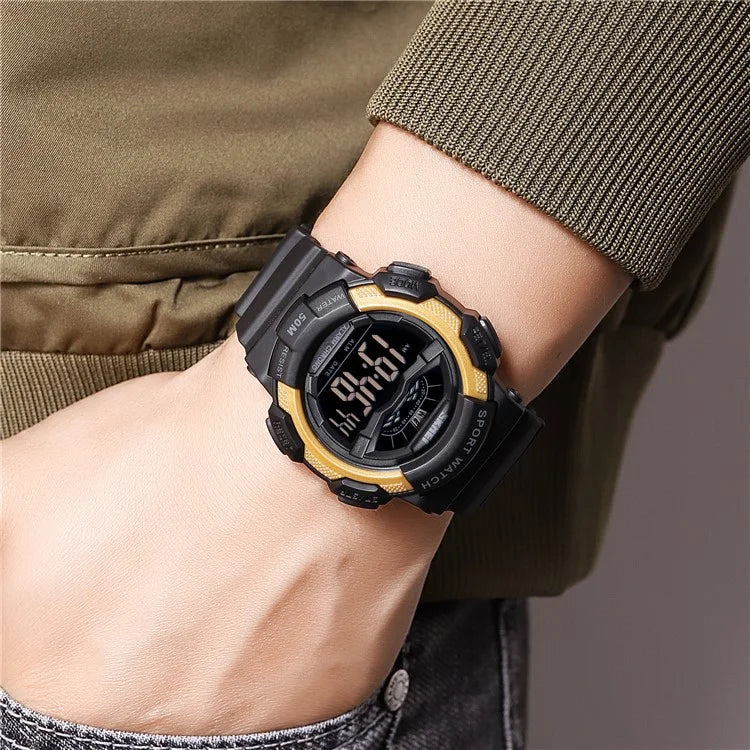 SKMEI 2153 50m Waterproof Wrist Watch TPU Strap EL Backlight Electronic Watch