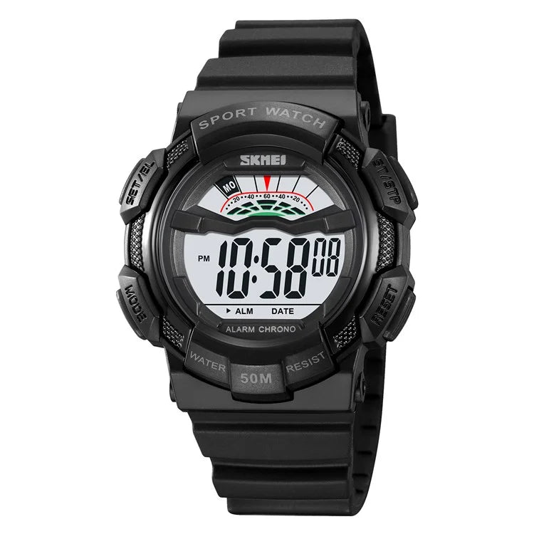 SKMEI 2153 50m Waterproof Wrist Watch TPU Strap EL Backlight Electronic Watch
