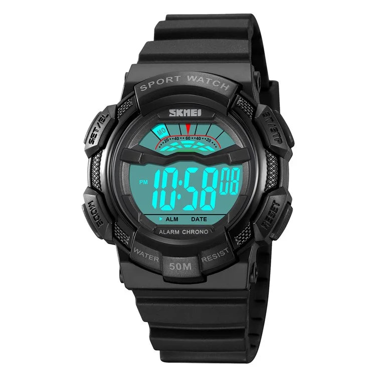 SKMEI 2153 50m Waterproof Wrist Watch TPU Strap EL Backlight Electronic Watch