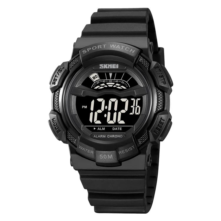 SKMEI 2153 50m Waterproof Wrist Watch TPU Strap EL Backlight Electronic Watch