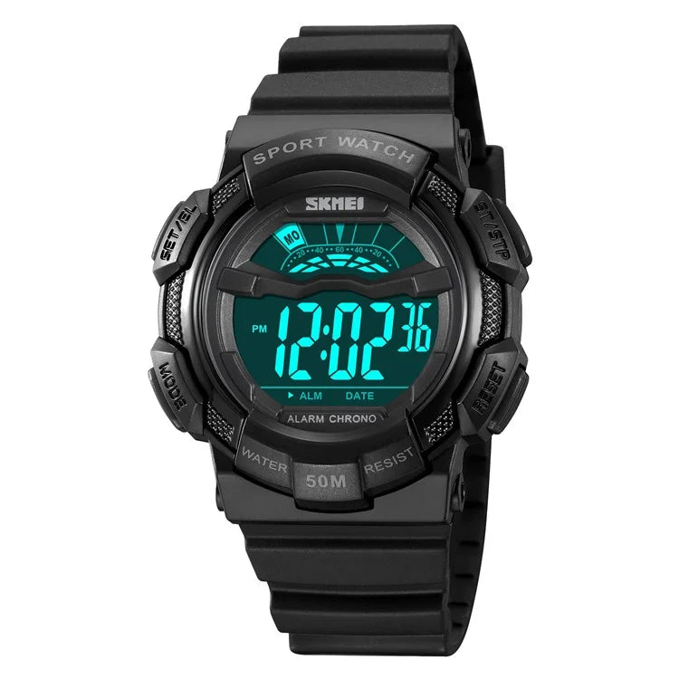 SKMEI 2153 50m Waterproof Wrist Watch TPU Strap EL Backlight Electronic Watch