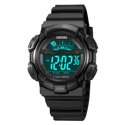 SKMEI 2153 50m Waterproof Wrist Watch TPU Strap EL Backlight Electronic Watch