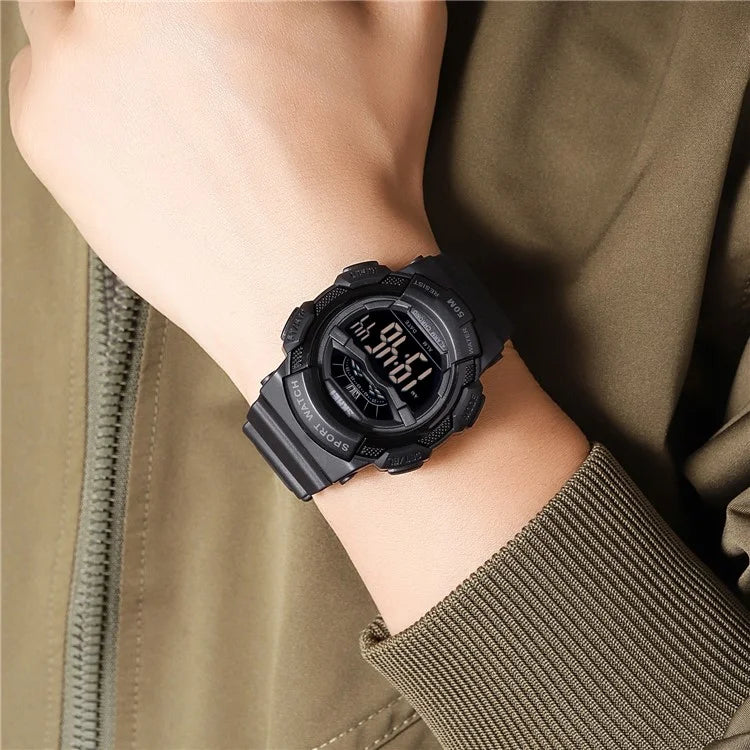 SKMEI 2153 50m Waterproof Wrist Watch TPU Strap EL Backlight Electronic Watch