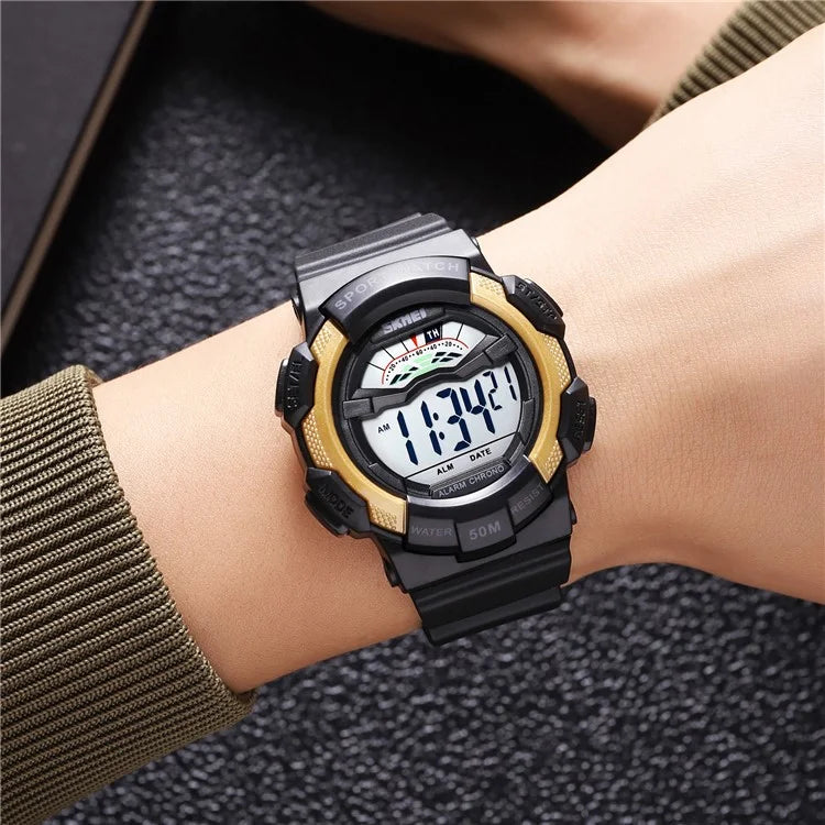 SKMEI 2153 50m Waterproof Wrist Watch TPU Strap EL Backlight Electronic Watch