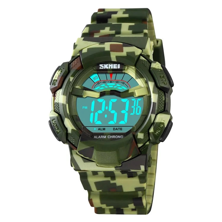 SKMEI 2153 50m Waterproof Wrist Watch TPU Strap EL Backlight Electronic Watch
