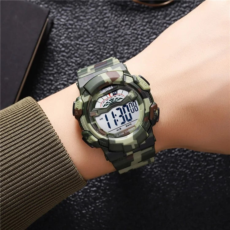 SKMEI 2153 50m Waterproof Wrist Watch TPU Strap EL Backlight Electronic Watch