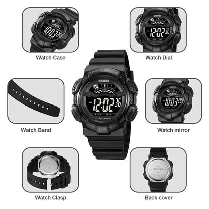 SKMEI 2153 50m Waterproof Wrist Watch TPU Strap EL Backlight Electronic Watch
