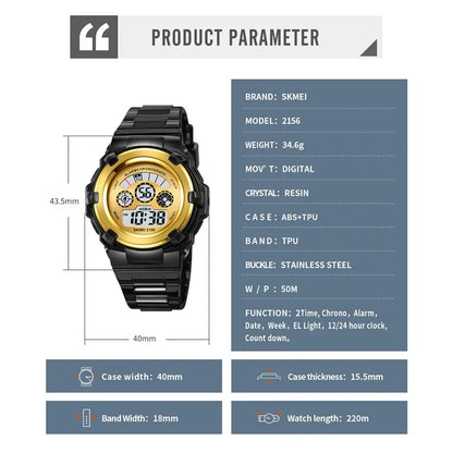 SKMEI 2156 Students Electronic Watch 12  /  24H Multifunction Wristwatch