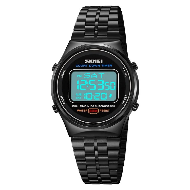 SKMEI 1882 Electronic Watch Stainless Steel Strap Multifunction Wristwatch