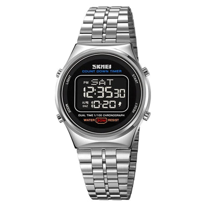 SKMEI 1882 Electronic Watch Stainless Steel Strap Multifunction Wristwatch
