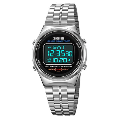 SKMEI 1882 Electronic Watch Stainless Steel Strap Multifunction Wristwatch